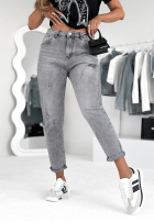 Pantaloni din denim z przetarciami Two Choices  gri