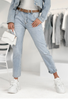 Pantaloni din denim z przetarciami Can I Keep You albastru deschis