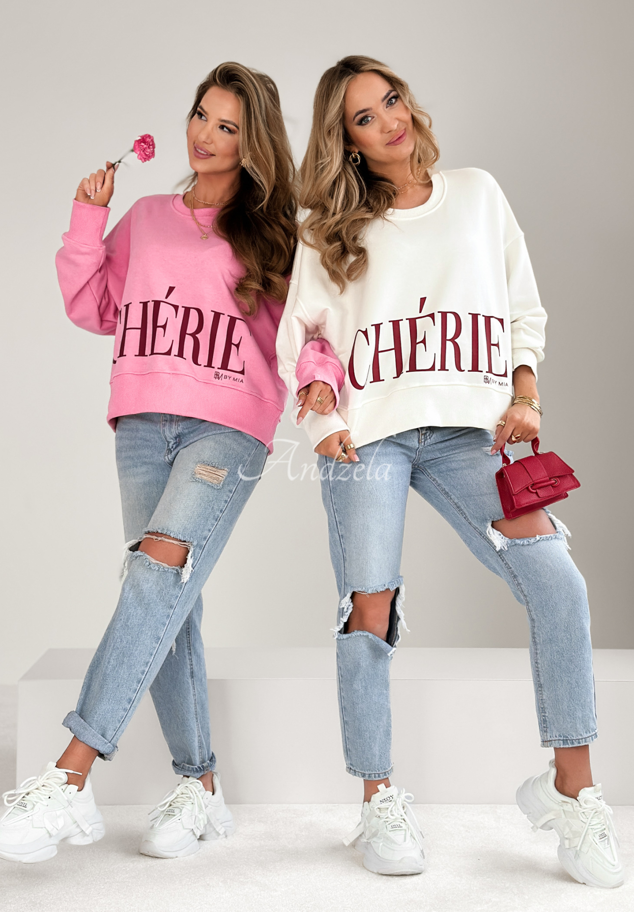 Hanorac oversize Cherie cu imprimeu