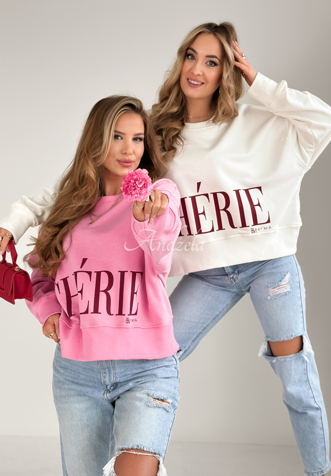 Hanorac oversize Cherie cu imprimeu