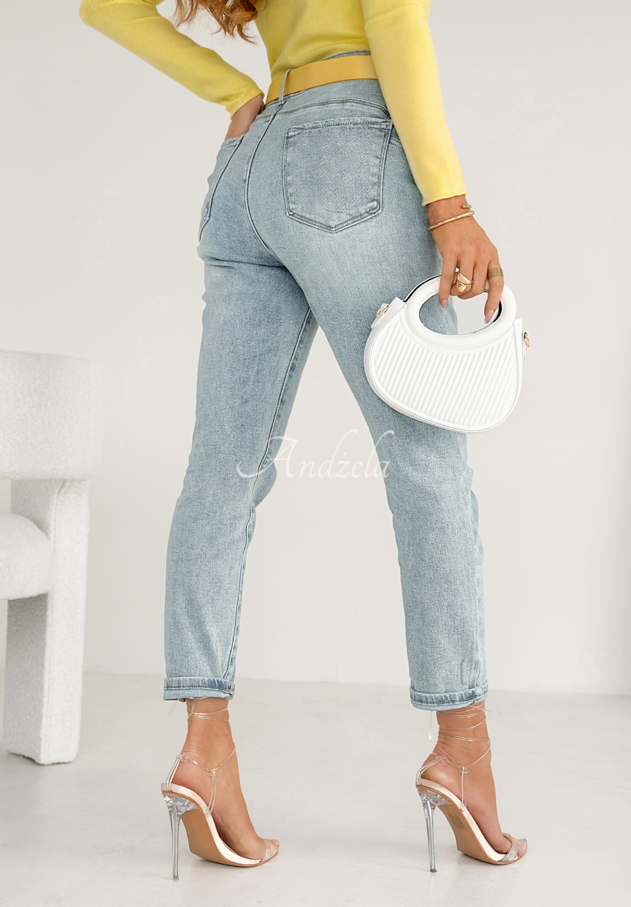 Blugi din denim Could Have It All cu curea