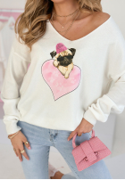 Bluză z nadrukiem Puggy Lover albă