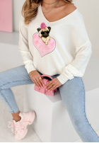 Bluză z nadrukiem Puggy Lover albă