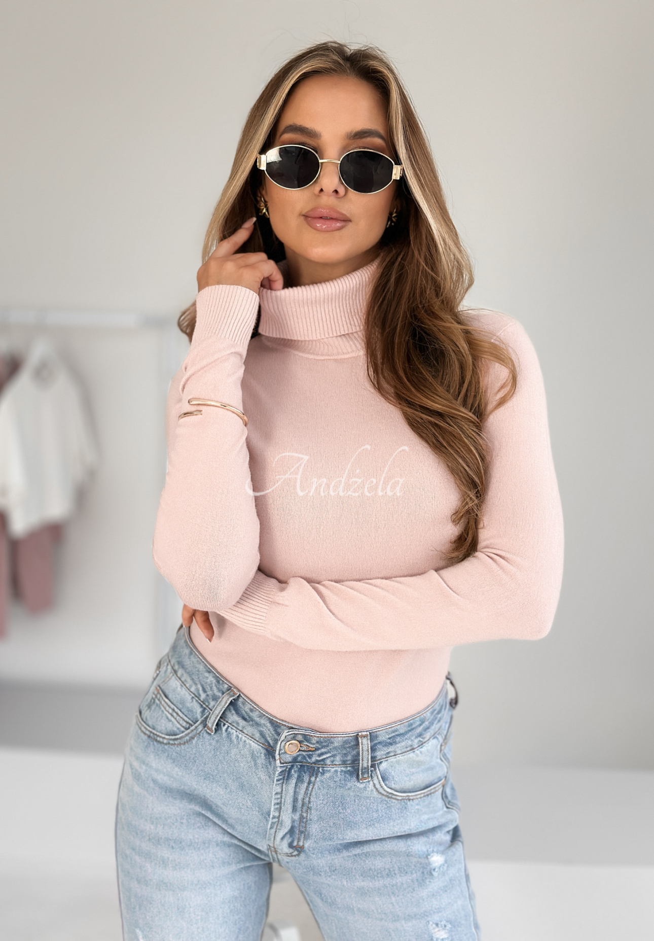 Pulover mulat cu guler rol Solange