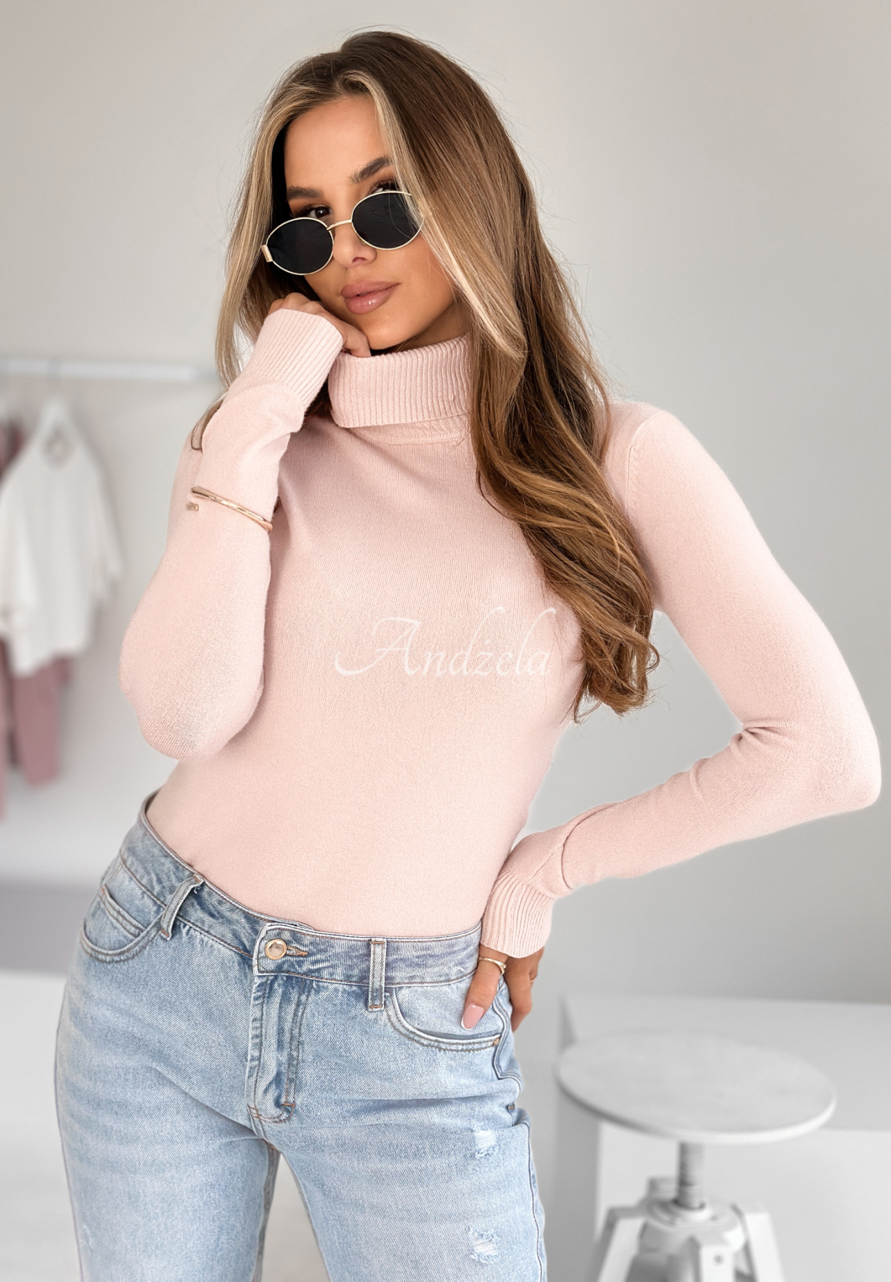 Pulover mulat cu guler rol Solange