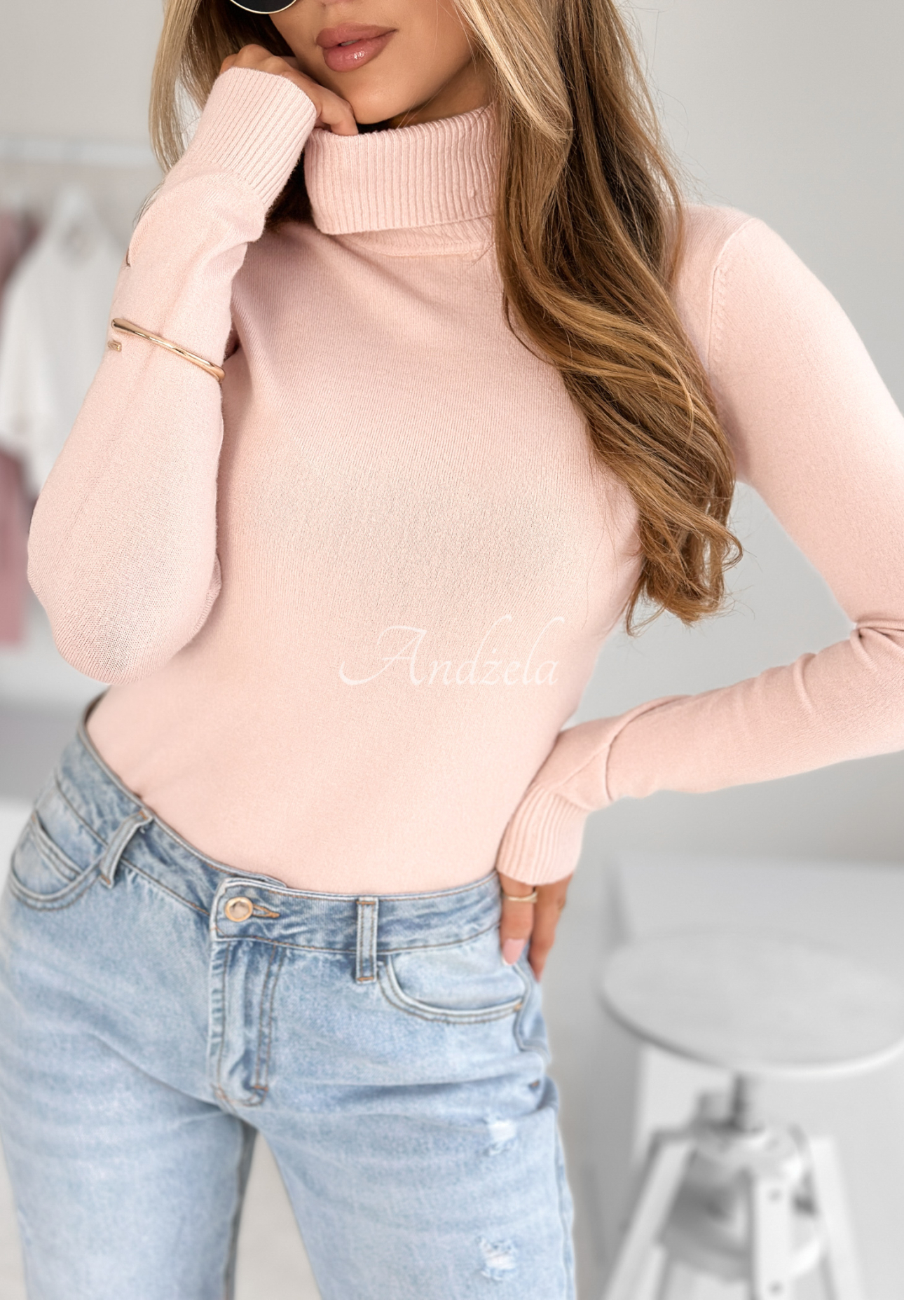Pulover mulat cu guler rol Solange