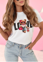 Tricou z nadrukiem Love Miss Bear Alb