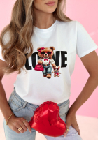 Tricou z nadrukiem Love Miss Bear Alb