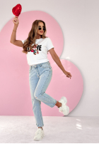 Tricou z nadrukiem Love Miss Bear Alb