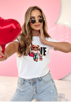 Tricou z nadrukiem Love Miss Bear Alb