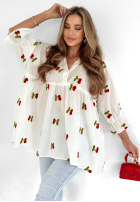 Rochie w wisienki Little Sweet Cherries ecru