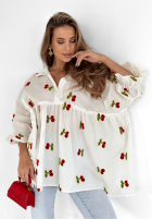 Rochie w wisienki Little Sweet Cherries ecru