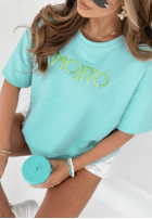 Tricou z haftem Mojito albastru