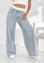 Pantaloni din denim wide leg Lost Without You albastru deschis