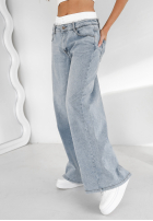 Pantaloni din denim wide leg Lost Without You albastru deschis