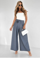 din material textil Pantaloni wide leg z różą Make Me Happier bluemarin