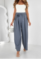 din material textil Pantaloni wide leg z różą Make Me Happier bluemarin