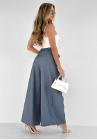 din material textil Pantaloni wide leg z różą Make Me Happier bluemarin