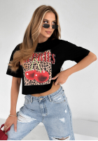 Krótki Tricou z nadrukiem Panther & Cherries negru