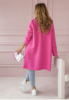 Długi Palton  z kieszeniami Know The Truth fucsia