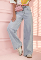 Pantaloni din denim wide leg More Than Anything albastru deschis