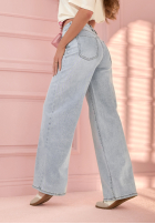 Pantaloni din denim wide leg More Than Anything albastru deschis