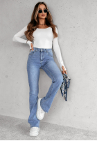 Pantaloni din denim dzwony Feeling Adorable ciemnoniebieskie