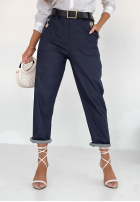 Pantaloni din denim z paskiem Your Power bluemarin