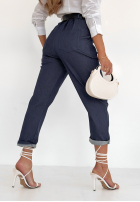 Pantaloni din denim z paskiem Your Power bluemarin