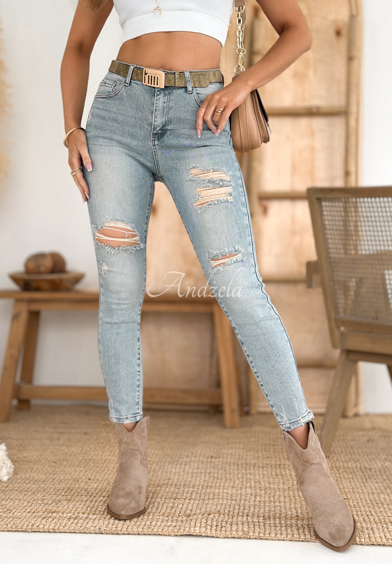 Blugi skinny Goldie cu abraziuni