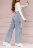 Pantaloni din denim z przetarciami About Yourself albastru deschis