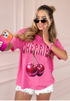 Tricou z nadrukiem The Sweetest Cherries roz