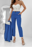 Eleganckie spodnie Pantaloni de tip țigaretă Runway Ready albastru cobalt