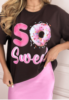 Tricou z nadrukiem So Sweet ciocolatiu