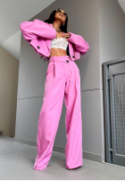 din material textil Pantaloni wide leg La Milla Do Something roz