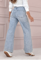 Pantaloni din denim wide leg z kieszeniami It Was You albastre