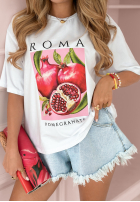 Tricou z nadrukiem Roma Pomegranate Alb