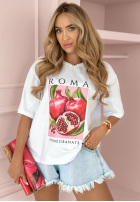 Tricou z nadrukiem Roma Pomegranate Alb