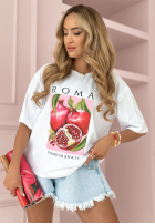 Tricou z nadrukiem Roma Pomegranate Alb