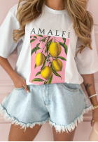 Tricou z nadrukiem Amalfi Lemon Alb