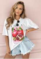 Tricou z nadrukiem Roma Pomegranate Alb