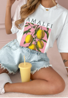 Tricou z nadrukiem Amalfi Lemon Alb