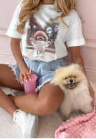 Tricou z nadrukiem Doggy Bubbles Alb