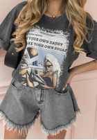 Tricou z nadrukiem Your Own Sugar gri