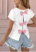 Tricou z kokardkami I Like Bows biało-roz