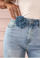 Pantaloni din denim wide leg Way Back Home albastru deschis