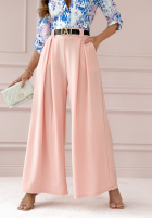 din material textil Pantaloni wide leg Enjoy Every Moment roz pudră