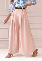 din material textil Pantaloni wide leg Enjoy Every Moment roz pudră