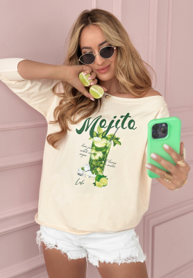 Bluză oversize cu imprimeu Lalu Mojito
