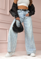 Pantaloni din denim wide leg What You Are albastru deschis